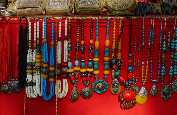 Selling souvenirs at ancient town in Kathmandu, Nepal.