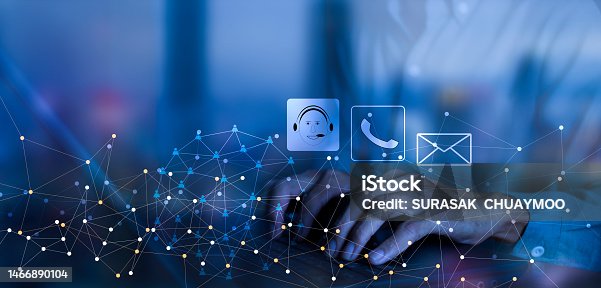istock contact us and support concept and digital network with blue space background 1466890104