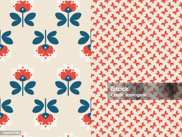 Nordic Pattern Abstract Nordic Pattern Duo Stock Illustration - Download Image Now - Butterfly ...