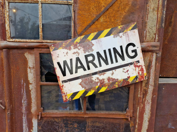 istock Rusty Dirty Old Safety Danger Sign 1466891880