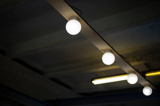 istock Lights on ceiling. Light in room. Round lamps. 1466895654