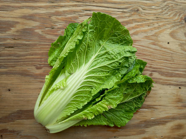 istock Napa cabbage or Fresh chicory leaves isolated on wooden background 1466897659