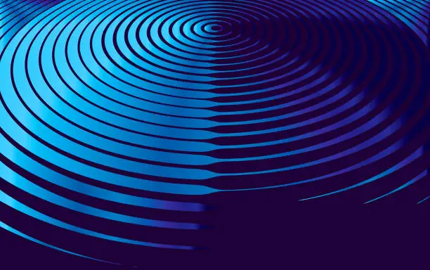 Vector illustration of Blue Concentric circles abstract background