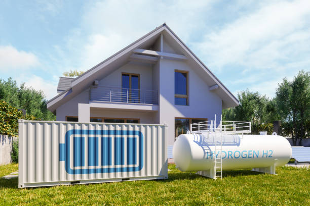 istock Modern Villa Exterior With Hydrogen Storage Tank And Storage Compartment 1466903544