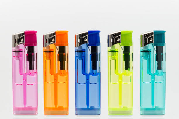 istock Set of transparent lighters isolated on white background. 1466905653