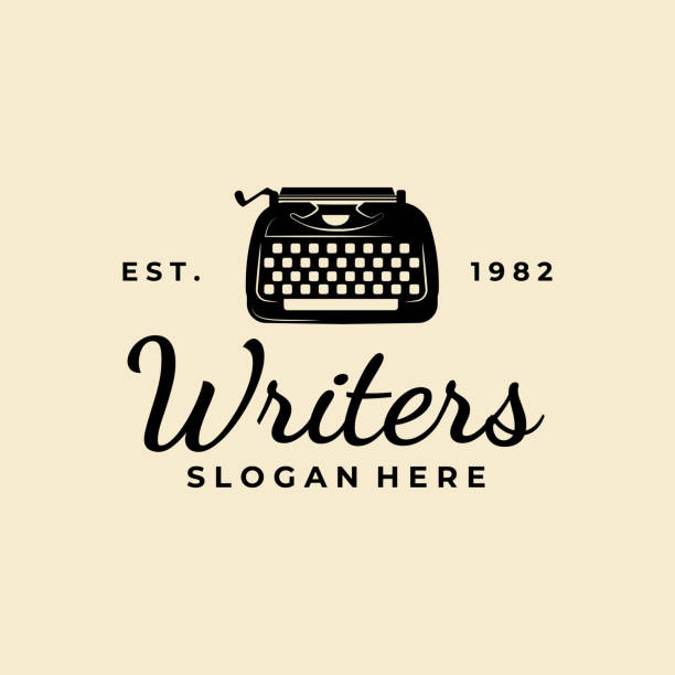 пишущая машинка винтаж логотип векторная иллюстрация дизайн - typewriter writing journalist typing stock illustrations
