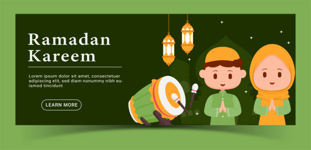 ramadan kareem horizontal banner illustration design set ramadan kareem horizontal banner illustration design set bedug stock illustrations
