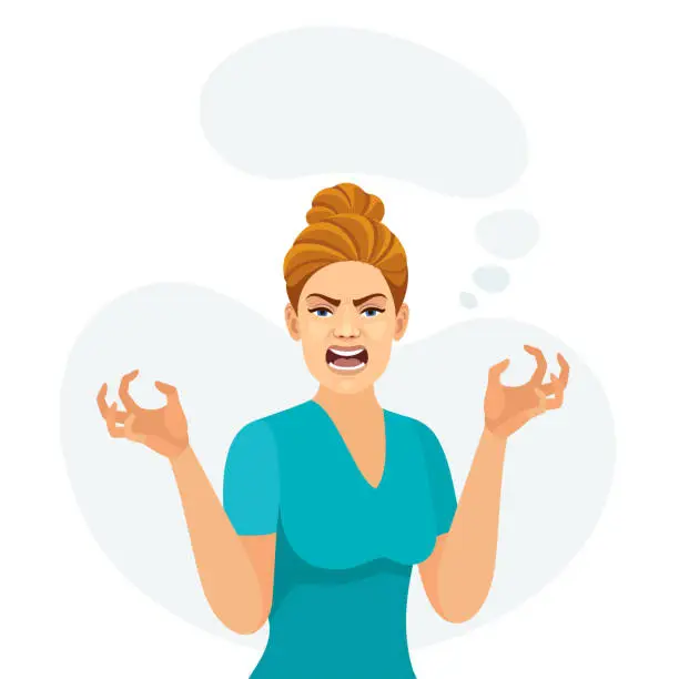 Vector illustration of Angry Woman.