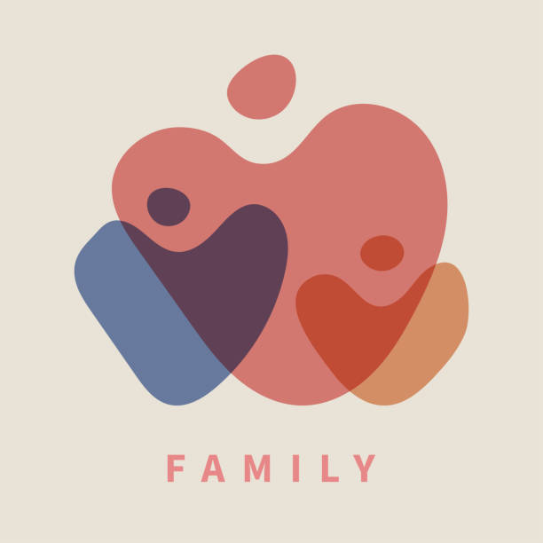 Family in shape of heart Family in shape of heart. Father, mother and baby. Family icon 2 hearts stock illustrations