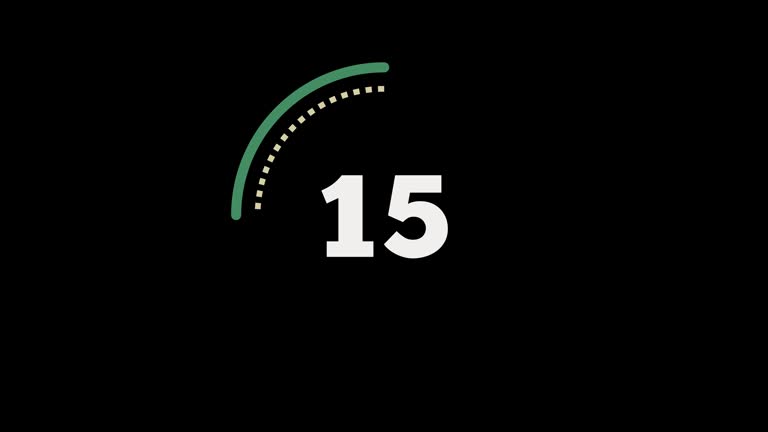 60 seconds dashed (dotted) circle countdown. Moss Green and White on Black bg