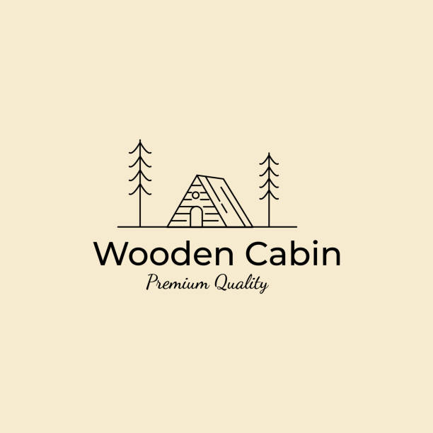 ilustrações de stock, clip art, desenhos animados e ícones de cabin line art minimalist symbol icon logo vector illustration design - casas de madeira modernas