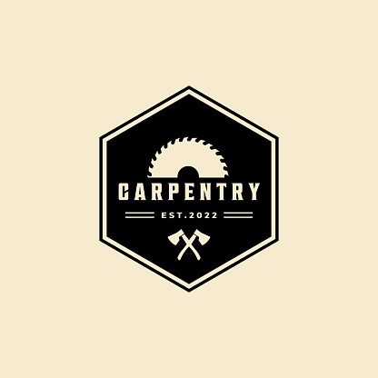 carpentry badge logo Vector design template Illustration