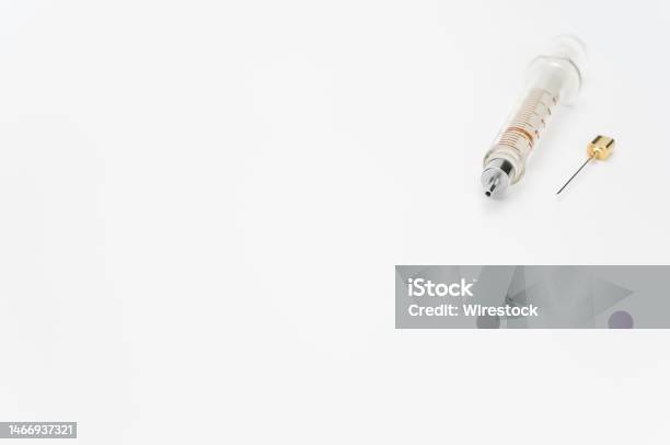 Touching Glass Injection Isolated Sterilized Glass Injection Syringe On A White Surface Stock ...
