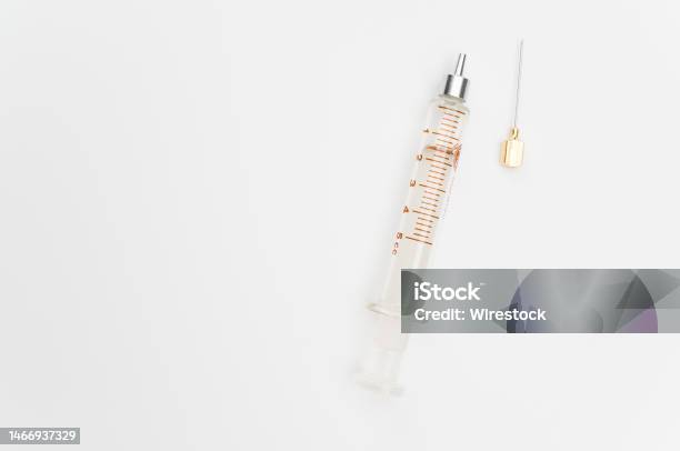 Touching Glass Injection Isolated Sterilized Glass Injection Syringe On A White Surface Stock ...