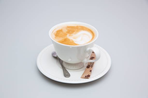 istock Cup of hot coffee isolated on white background 1466939473