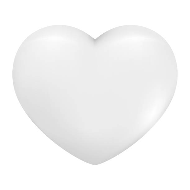 istock Hand drawn realistic 3d heart. Decorative spring romantic icon love symbol. Happy Valentines Day icon of white heart. Abstract vector illustration isolated on white background 1466943817