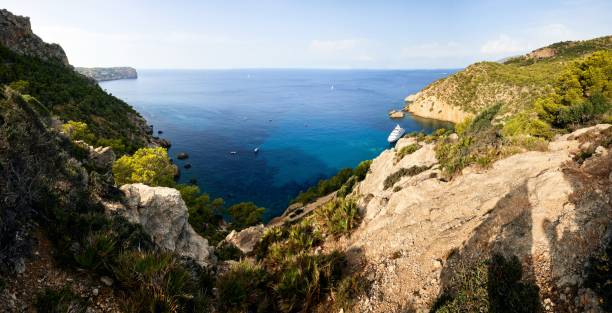 istock Aerial view of sea with rocky cliffs 1466944401