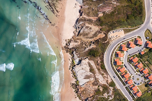 Vista aérea de Foz do Arelho, mar y paisaje rocoso photo