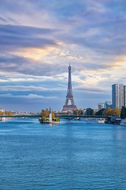 istock Paris, the Grenelle bridge , with the liberty statue, and the Ei 1466946776