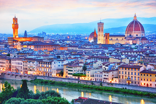 Panorama of Florence at dusk