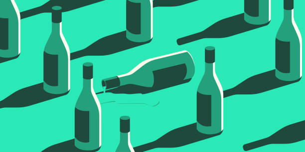 Many bottles of wine and one of them fell and spilled Many bottles of wine and one of them fell and spilled. wine glass knocked over stock illustrations