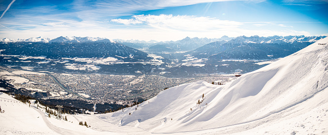 Winter landscape in the ski resort Gargellen with snowcapped mountains