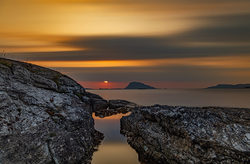 Sunset over Davil's Jaw. Norway,island Senja