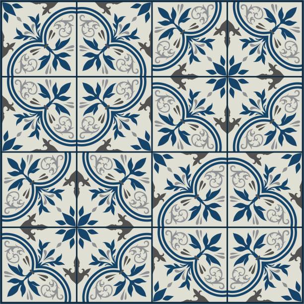 istock Seamless patchwork tile with Islam, Arabic, Indian, ottoman motifs. Majolica pottery tile. 1466950329