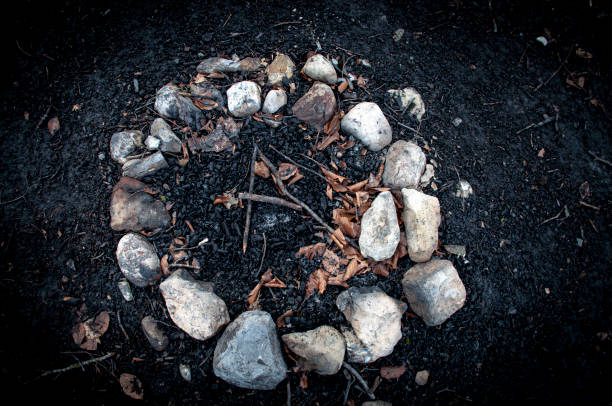 A view of burnt campfire