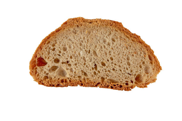 istock Slice of rye and wheat bread top view isolated on white 1466953829