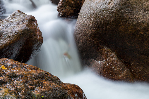 A waterfall on the Ilse of Harz Mountains in Germany in long exposure