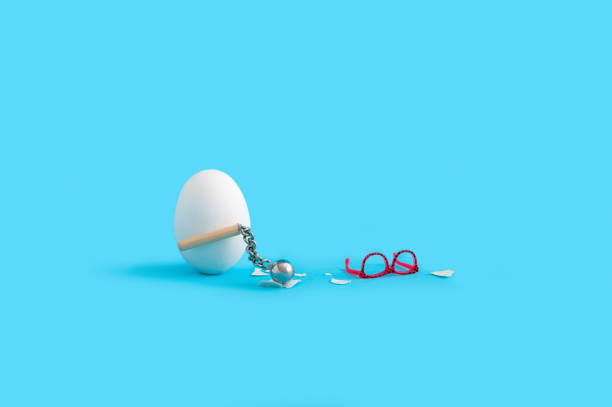 istock 3D rendering illustration of eggs on a blue background -Easter concept 1466955304