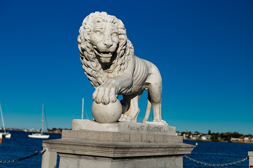 The Lion statue bridge of Lions Intercoastal waterway, Saint Augustine, Florida