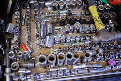 closeup photo of gears in box
