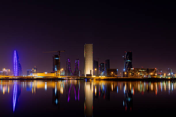 istock Reflection of skyscrapers on the river in Bahrain 1466960142