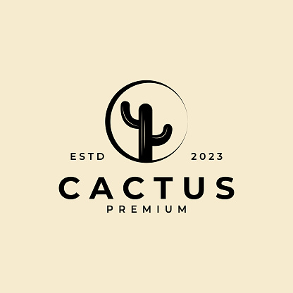 Cactus hipster vintage logo icon design vector