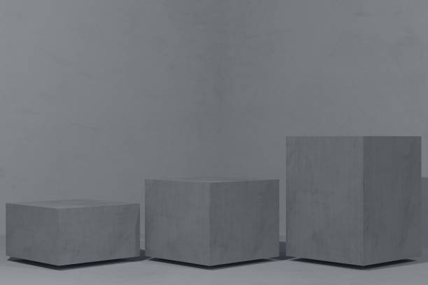 istock 3D illustration Set of abstract 3D room cube steps pedestal podium set. minimal scene 1466964358