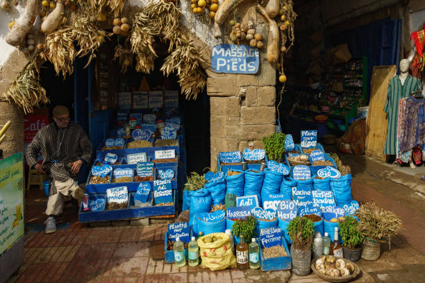 Morocco. Essaouira Morocco. Essaouira. Medicine herbs seller in the medina essaouira stock pictures, royalty-free photos & images