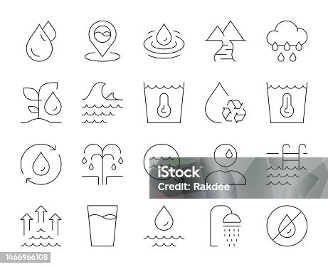 istock Water - Thin Line Icons 1466966108