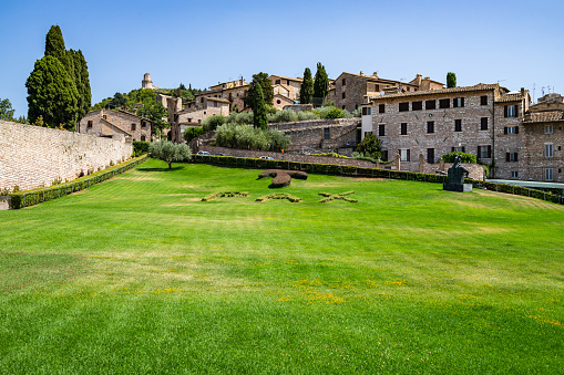 A beautiful shot of the garden of the Basilica San Francesco, Assisi