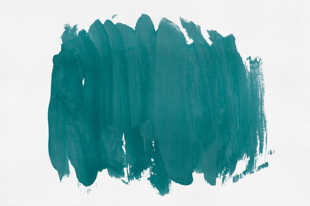 istock Green brush isolated on white paper background. 1466967386
