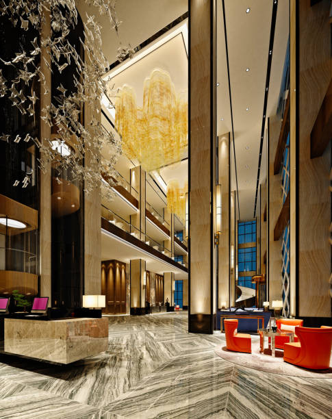istock 3d render luxury hotel lobby entrance 1466968547