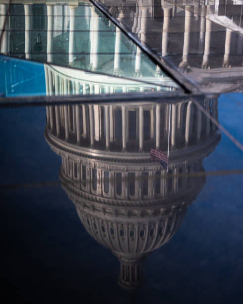 istock Building reflection to the mirror in the USA 1466973424