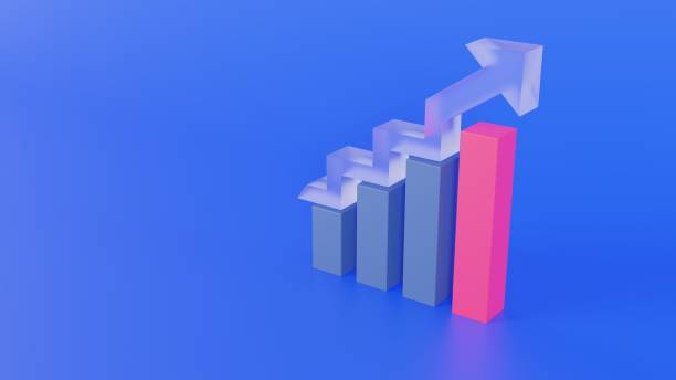 istock Graph in the style of glassmorphism on a blue background 3d render 1466989571