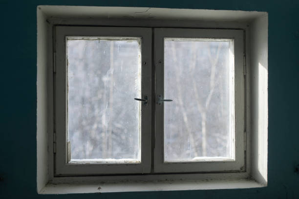 istock Window in building. Interior of building in detail. Window frame from inside. 1466991389