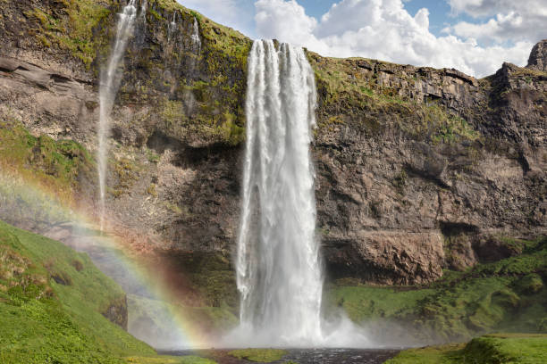 Seljalandsfoss waterfall in summer Iceland