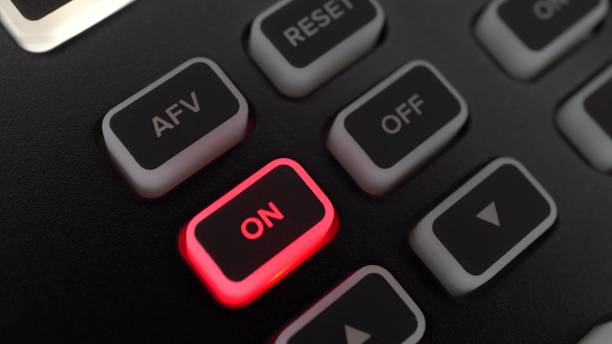 istock The man pressed the power button. Button to on the camera sound on the camera control panel. Macro. 1466992572