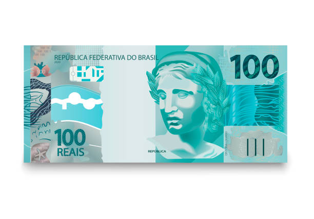 ilustrações de stock, clip art, desenhos animados e ícones de banknote of one hundred brazilian money. - número 100