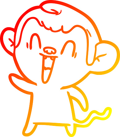 Scimmia Che Ride Disegno Della Linea Di Gradiente Caldo Di Una Scimmia Che Ride Del ...