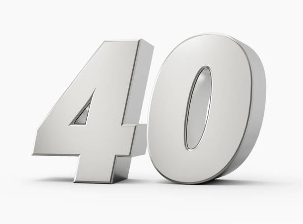 istock Silver 3d numbers 40 forty. Isolated white background 3d illustration 1466996055